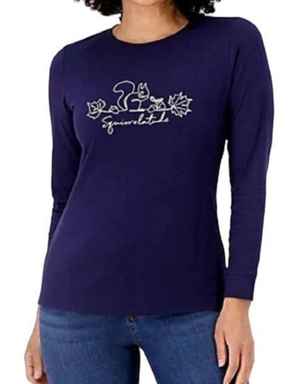 Denim & Co. Printed Perfect Jersey Round Neck Long Sleeve Top 2X (313C)